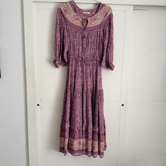 Spell Dresses & Skirts - Spell Mauve Purple Bohemian Maxi Dress with Cream Trim